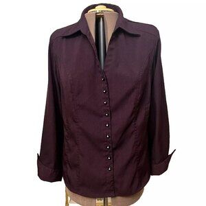 Cato. Sz XL. Purple. Long Sleeve Shirt. Rhinestone Buttons. Poly/Spandex. B88